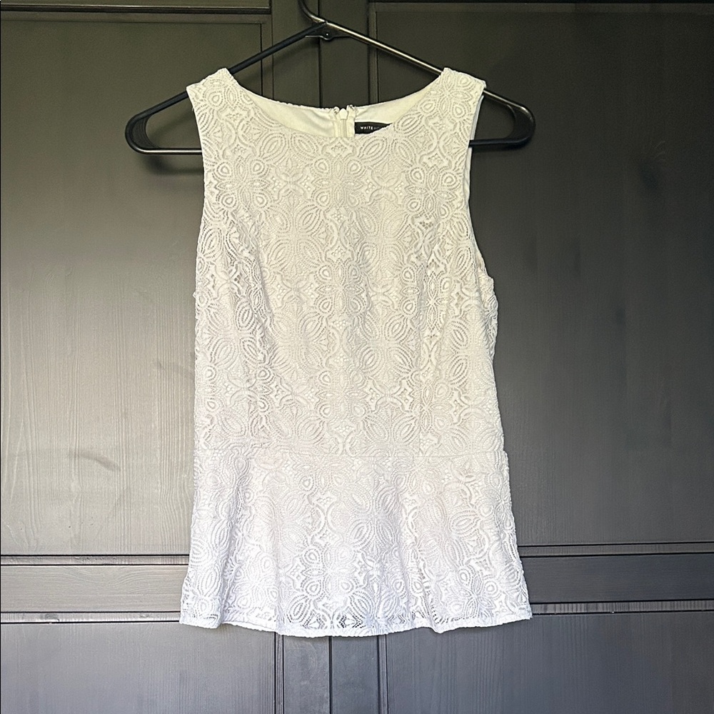 White House Black Market Ivory Lace Top